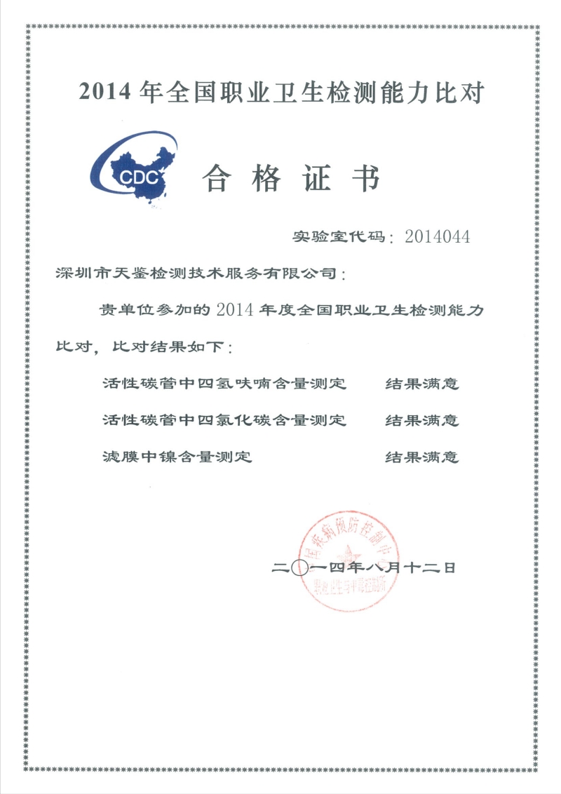 2014年中國(guó)疾控組織實(shí)驗(yàn)室間比對(duì)結(jié)果